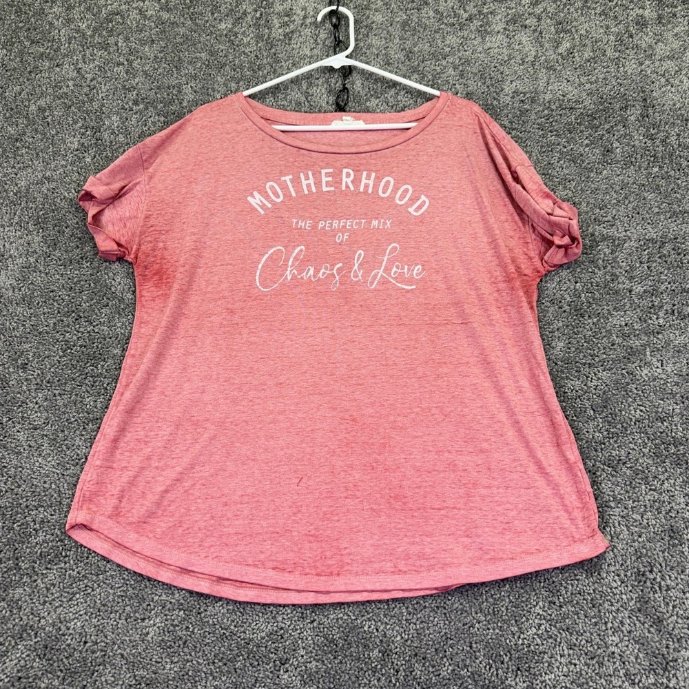 Maurices Shirt Womens 0X Pink Motherhood Chaos & Love Graphic Tee Casual Top